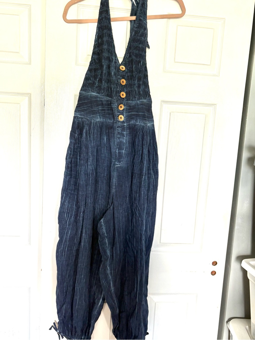 Free People Deep Blue Knit Halter Jumpsuit